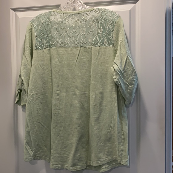 Roaman’s green t-shirt with lace inset - Picture 3 of 3